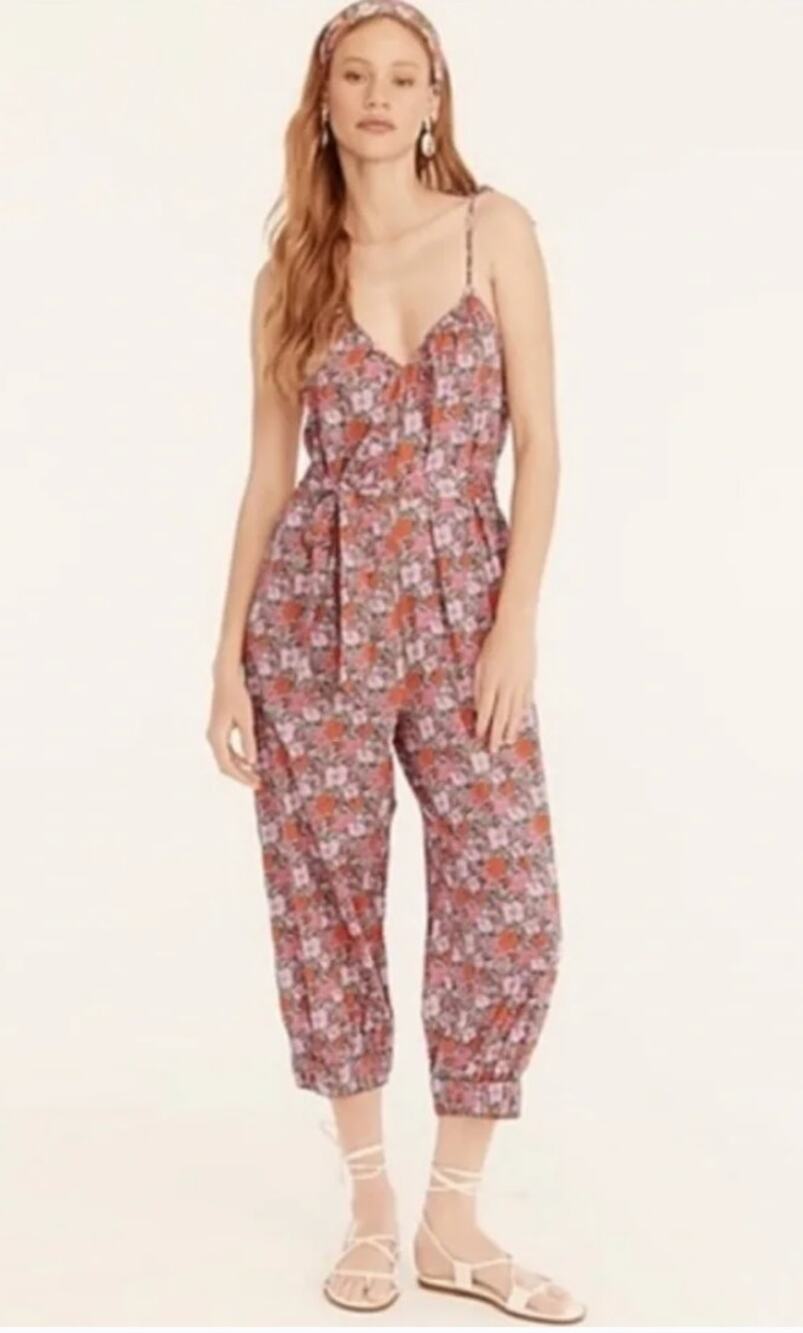 J.CREW Wide-leg Cotton Jumpsuit in Liberty® Meadow Song - No Belt Size Large